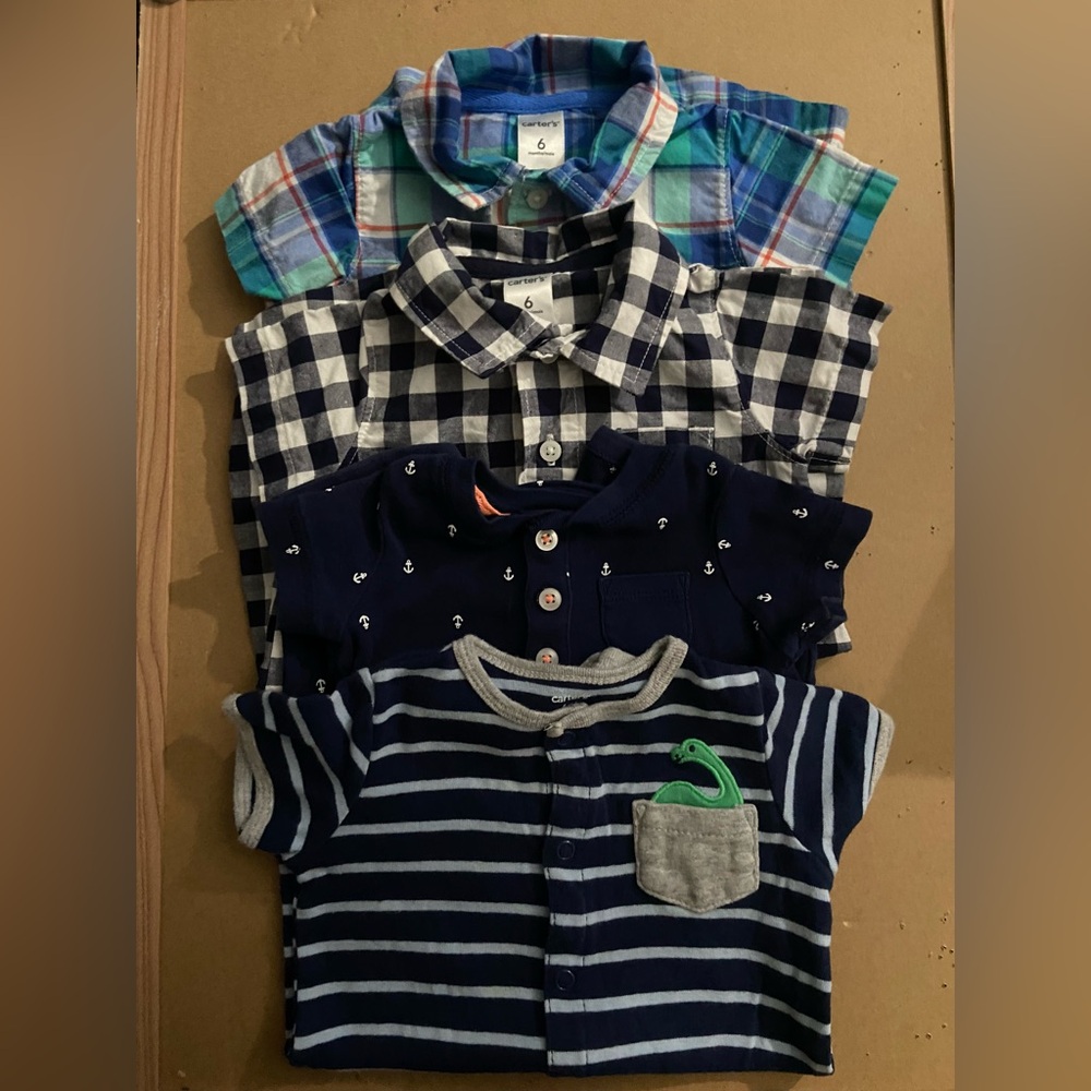 Plaid shorts carter’s rompers size 6 months